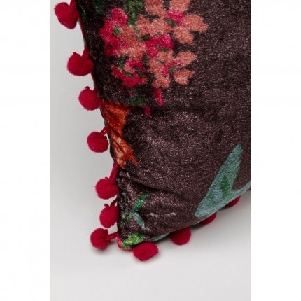 Coussin noir oiseaux et fleurs Kare Design