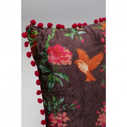 Coussin noir oiseaux et fleurs Kare Design