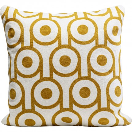 Coussin Catena Circle jaune et blanc Kare Design