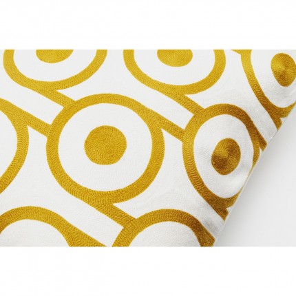 Coussin Catena Circle jaune et blanc Kare Design