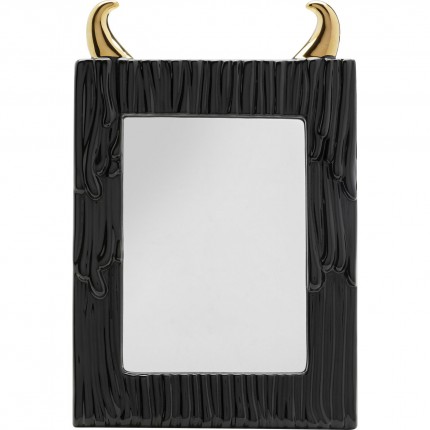 Miroir de table Yeti noir et doré 19x29cm Kare Design