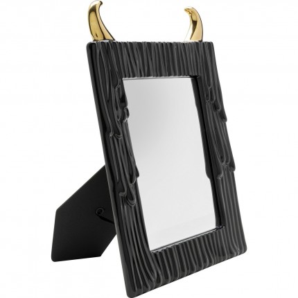 Miroir de table Yeti noir et doré 19x29cm Kare Design