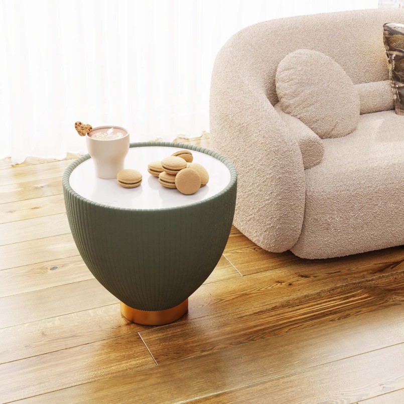 Round white marble effect side table - Endless - Kare Design