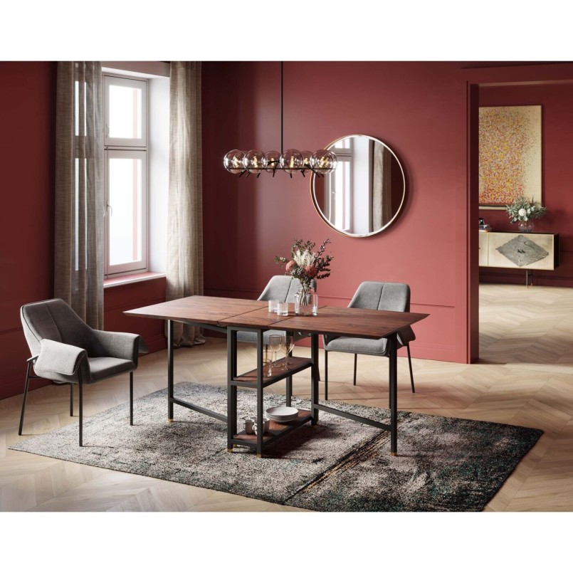 Chair with armrests in grey woven fabric - Bess - Kare Design