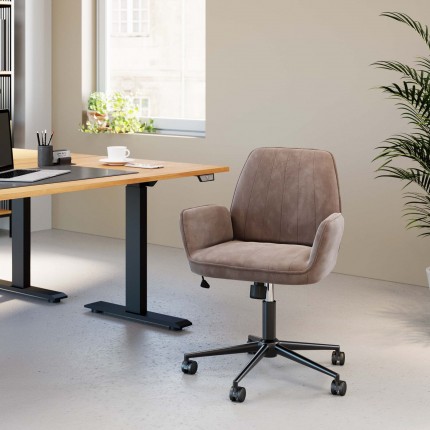 Chaise de bureau pivotante Marisa velours gris Kare Design