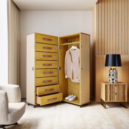 Beige woven leatherette trunk - Venezia - Kare Design