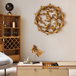 Wall decoration with golden koi circle - Kare Design