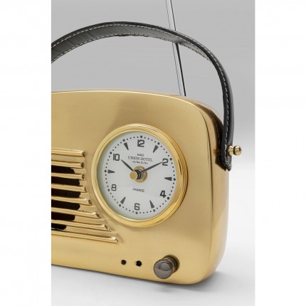 Horloge de table radio dorée Kare Design