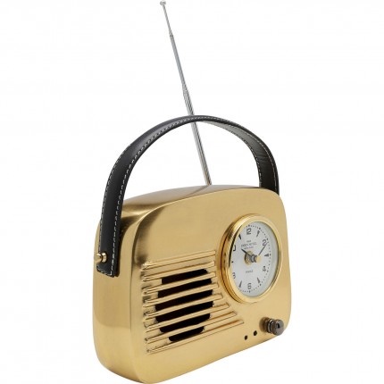 Horloge de table radio dorée Kare Design