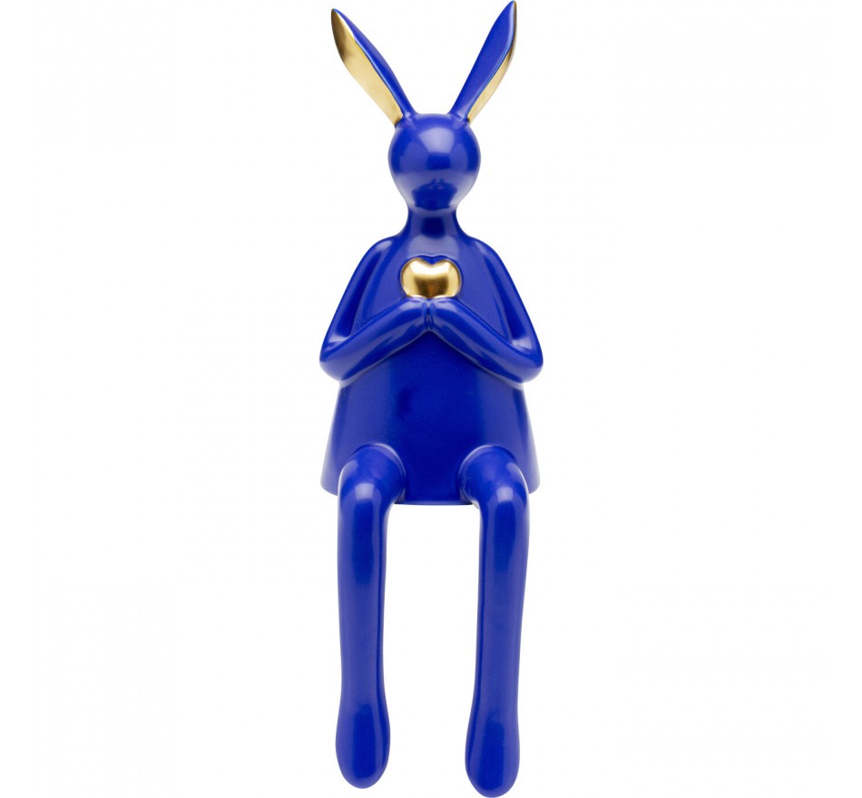 Figurine décorative Sitting Rabbit Heart bleu 29cm