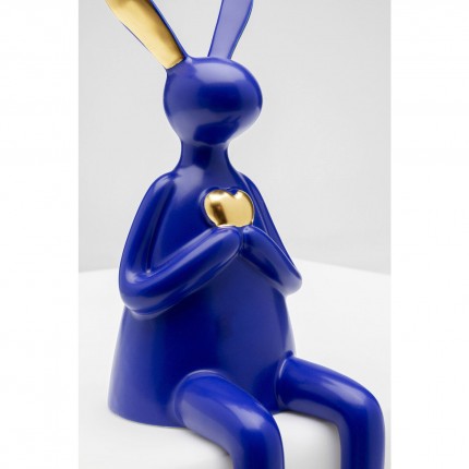 Figurine décorative Sitting Rabbit Heart bleu 29cm
