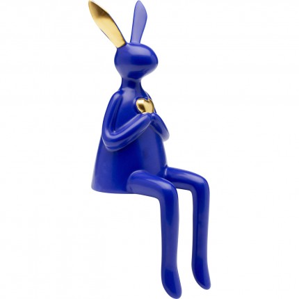 Figurine décorative Sitting Rabbit Heart bleu 29cm
