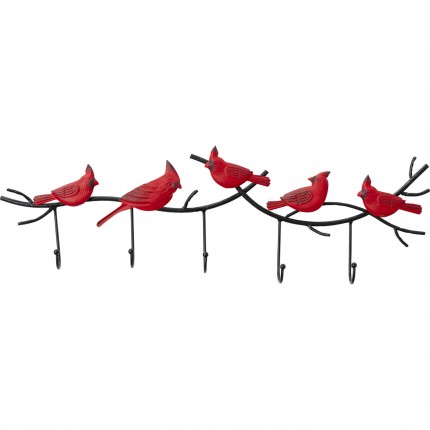 Portemanteau mural oiseaux rouges 72cm Kare Design