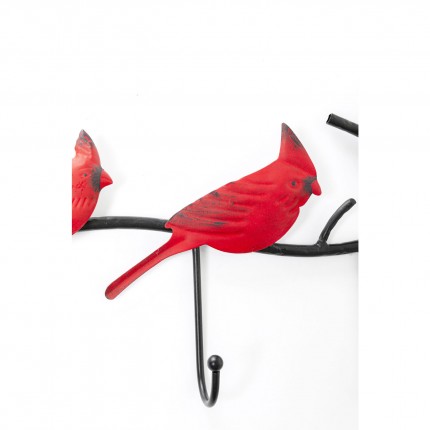 Portemanteau mural oiseaux rouges 72cm Kare Design