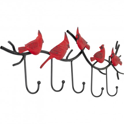 Portemanteau mural oiseaux rouges 72cm Kare Design