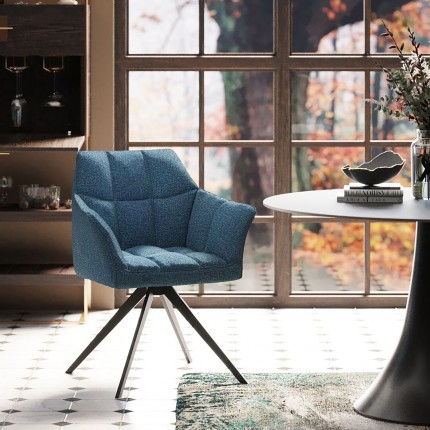 Chaise avec accoudoirs pivotante Thinktank bleue Kare Design