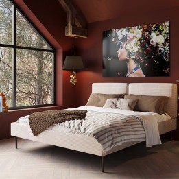 Bed East Side Cord 160x200cm cream Kare Design