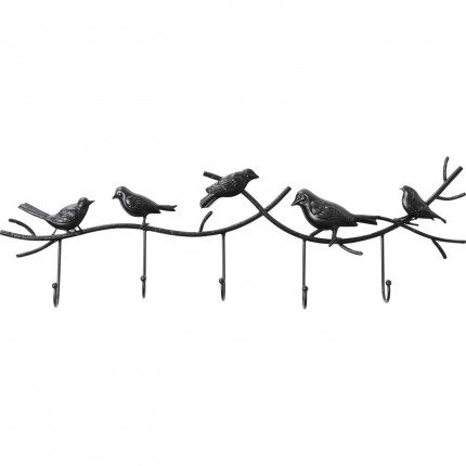 Portemanteau mural oiseaux noirs 71cm Kare Design