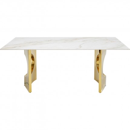 Table Eternity Oho 180x90cm blanche et dorée Kare Design