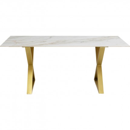 Table Eternity Cross blanche et dorée 180x90cm Kare Design