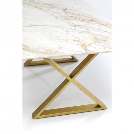 Table Eternity Cross blanche et dorée 180x90cm Kare Design