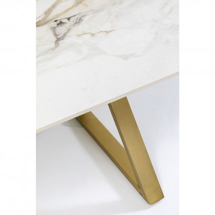 Table Eternity Cross blanche et dorée 180x90cm Kare Design