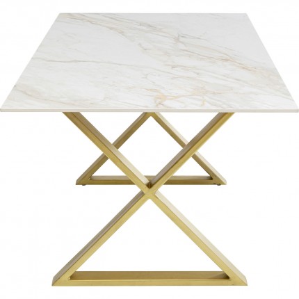 Table Eternity Cross blanche et dorée 180x90cm Kare Design