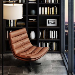 Fauteuil pivotant vintage en simili cuir - Lido - Kare Design