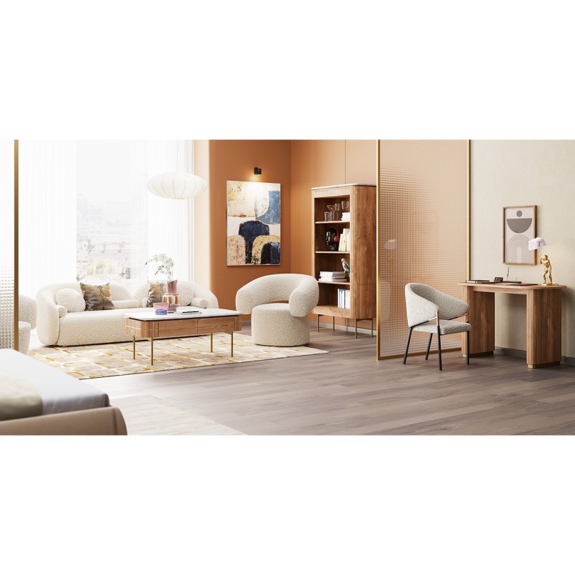 Fauteuil pivotant en tissu crème - Maye - Kare Design
