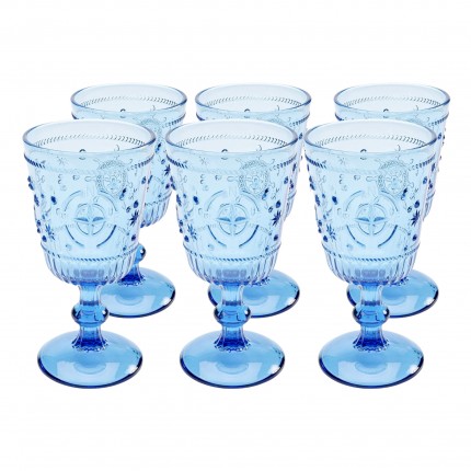 Verres à vin Greece bleus set de 6 Kare Design