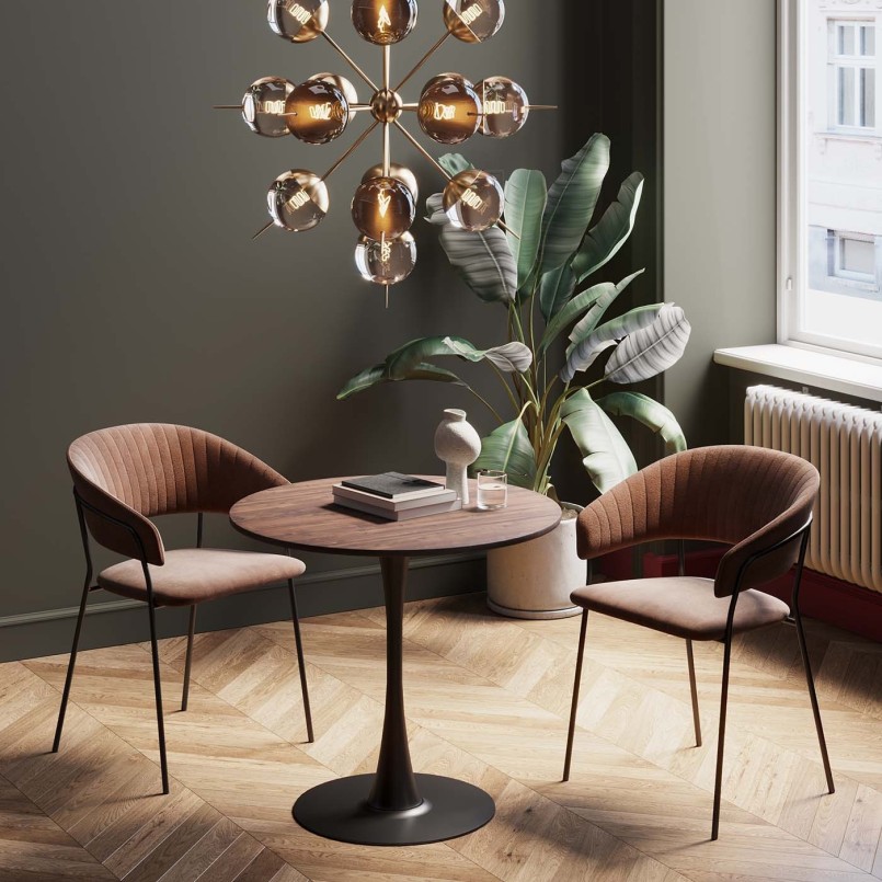 Table coloris noyer et pied noir - Schickeria - Kare Design