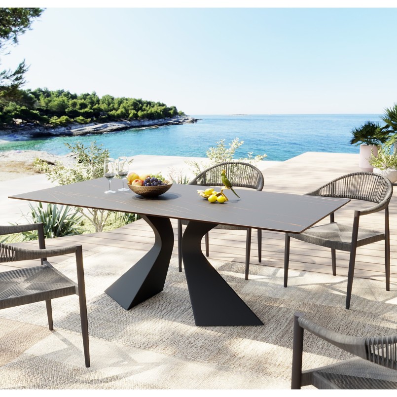 Chaise de jardin avec accoudoirs grise - Palma - Kare Design
