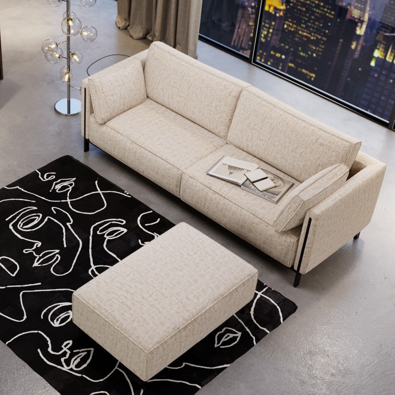 Canapé 3 places en tissu beige - Victor - Kare Design