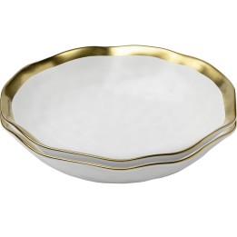 Assiettes creuses blanches et dorées - Bell - Kare Design