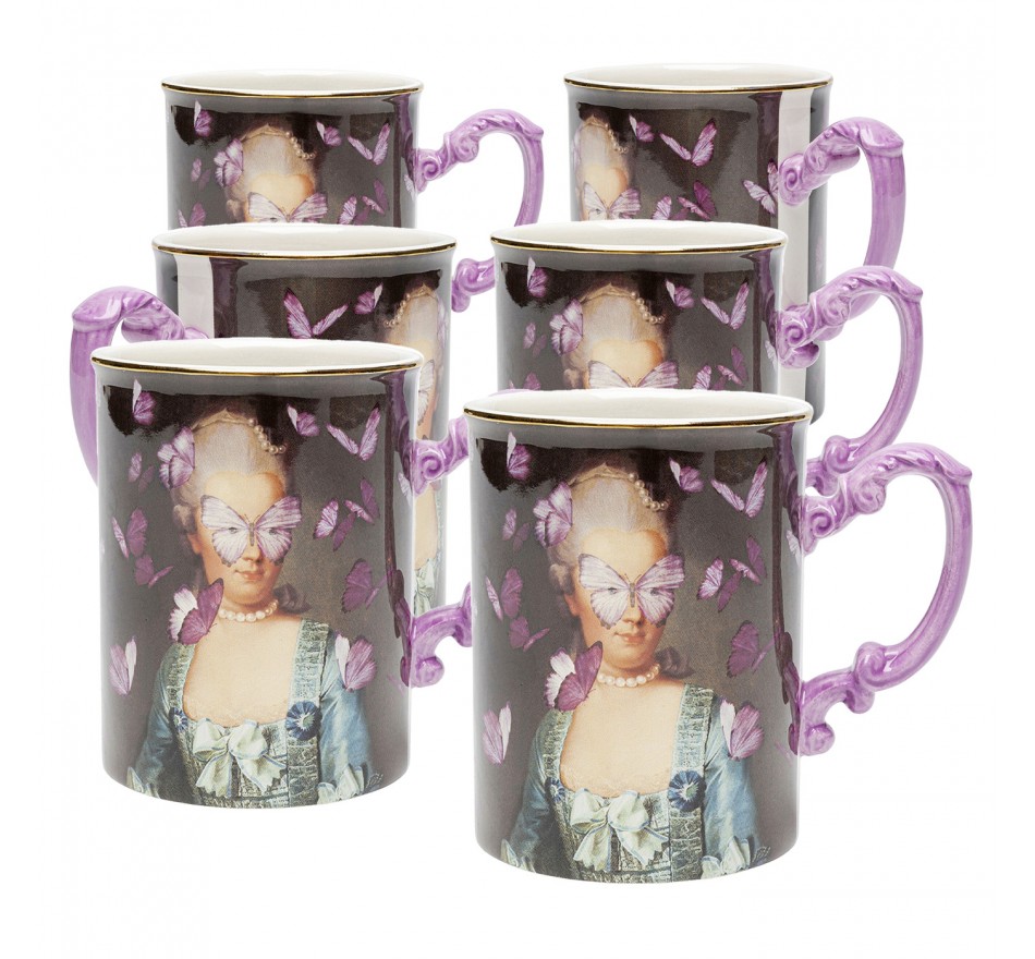 Tasses comtesse papillons set de 6 Kare Design