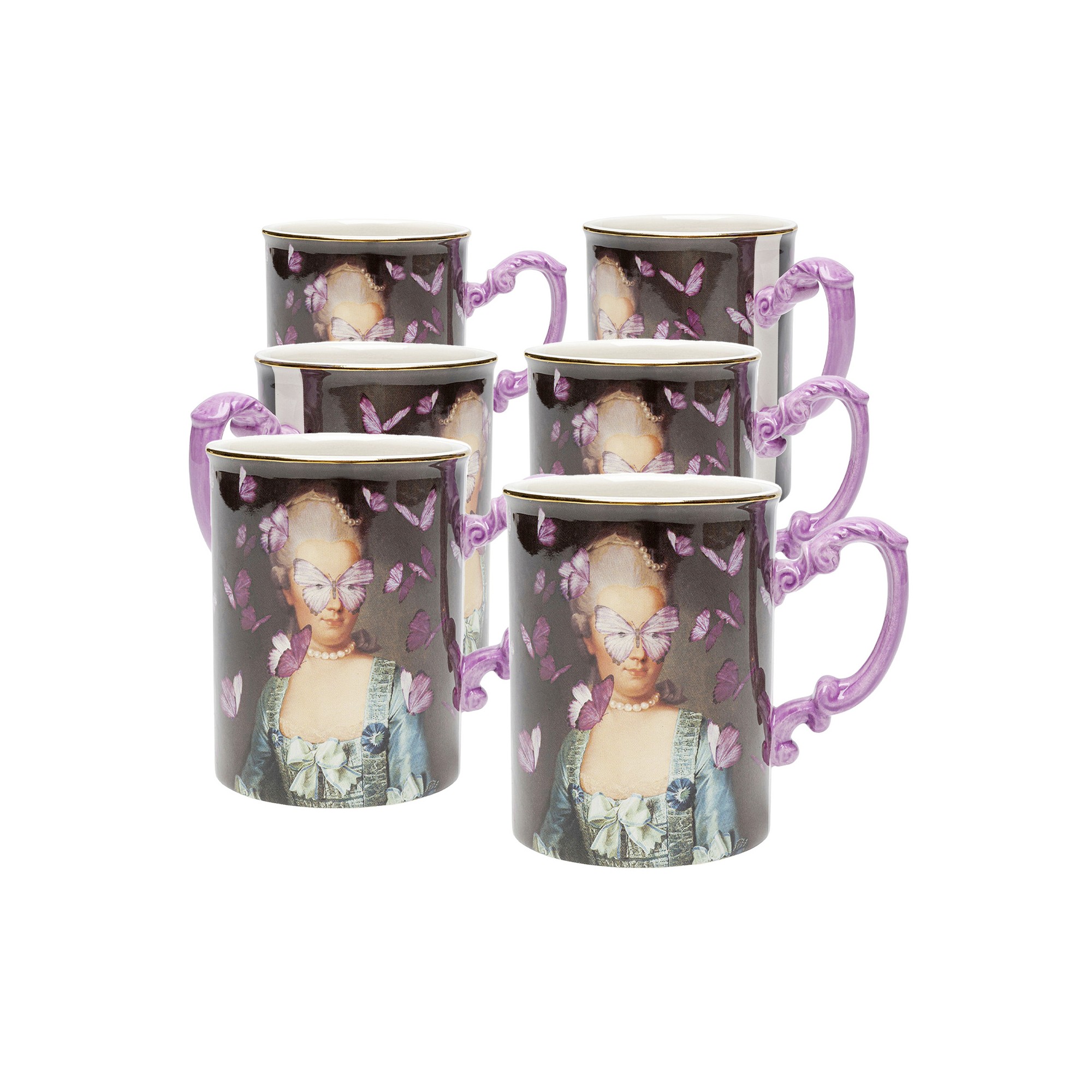 Tasses comtesse papillons set de 6 Kare Design