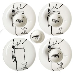 Black and white men's abstract face mugs - Viso - Kare Design