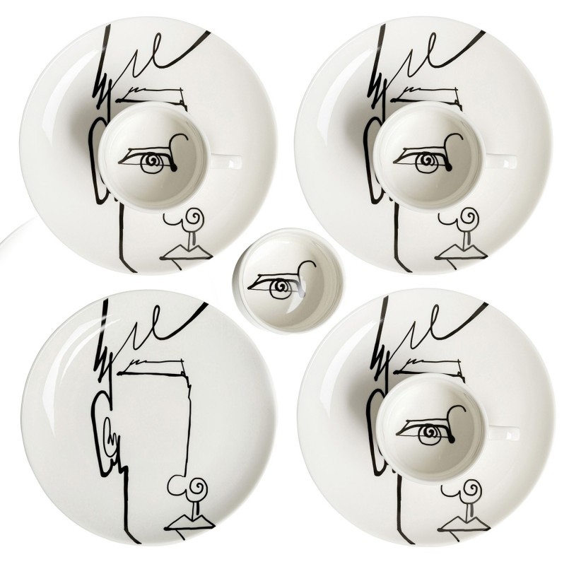 Tasses visage abstrait homme noir et blanc - Viso - Kare Design