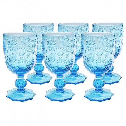 Verres à vin Ice Flowers bleus set de 6 Kare Design