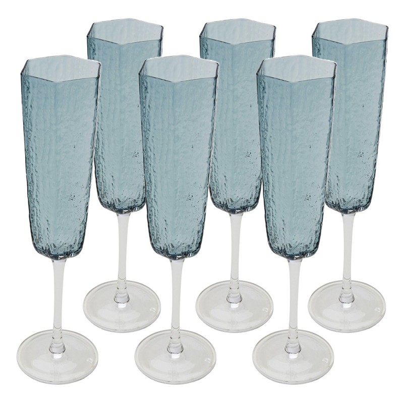 Blue glass champagne flutes - Cascata - Kare Design