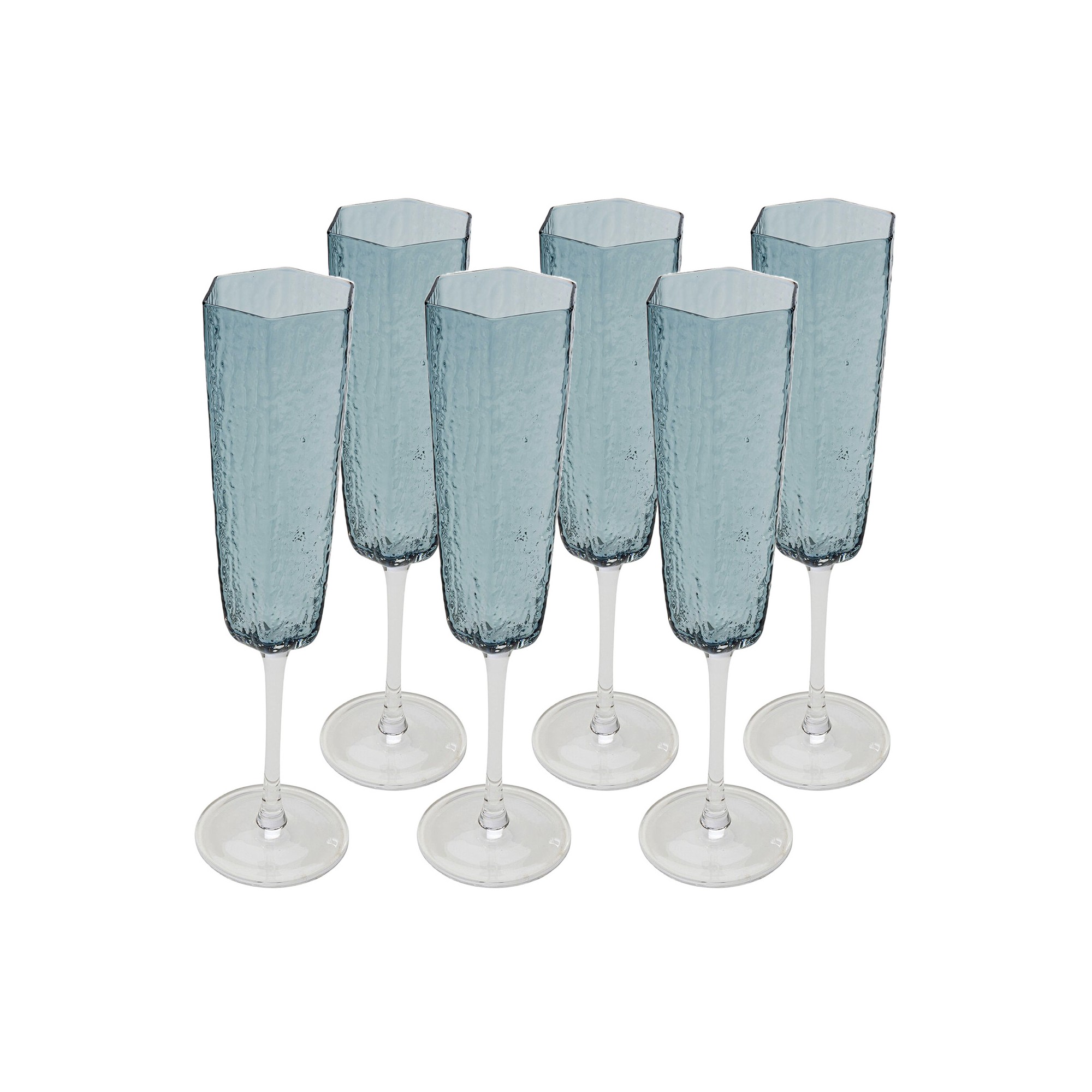 Flûtes à champagne Cascata bleues set de 6 Kare Design
