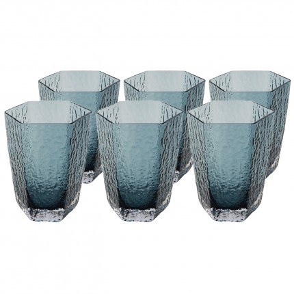 Verres à eau Cascata bleus set de 6 Kare Design