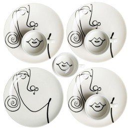 Tasses visage abstrait femme noir et blanc - Viso - Kare Design