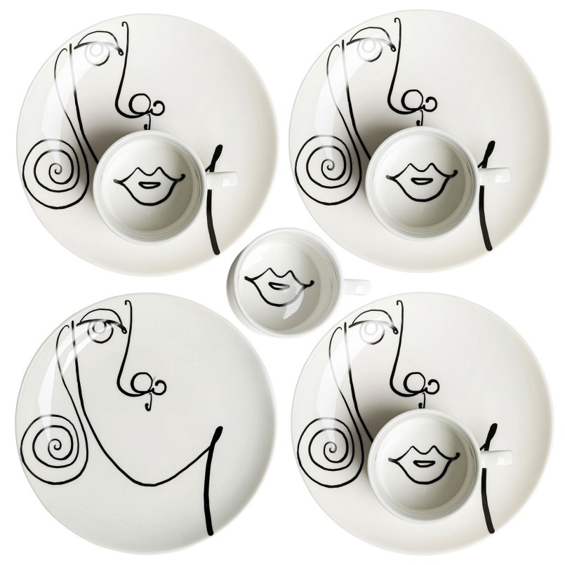 Tasses visage abstrait femme noir et blanc - Viso - Kare Design