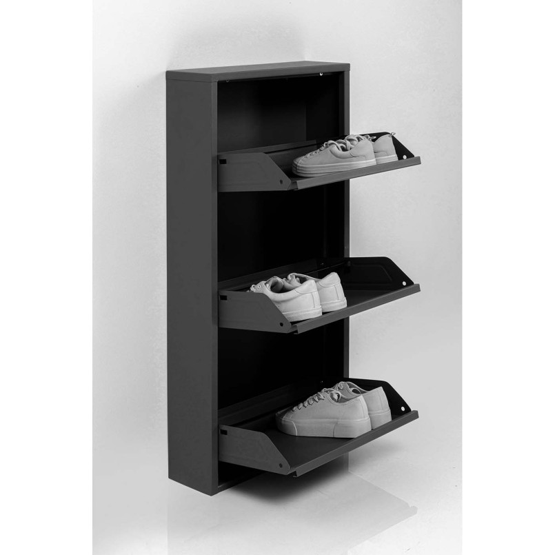 Casier à chaussures noir 3 tiroirs - Caruso - Kare Design