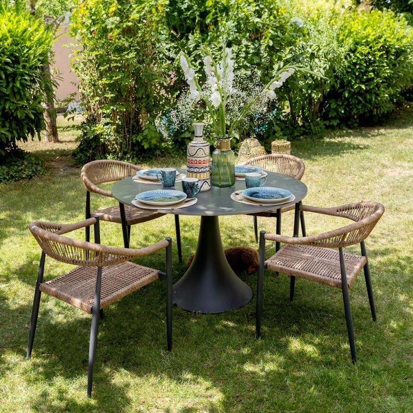 Chaise de jardin avec accoudoirs marron - Palma - Kare Design