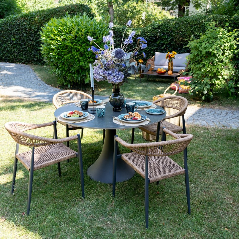 Chaise de jardin avec accoudoirs marron - Palma - Kare Design