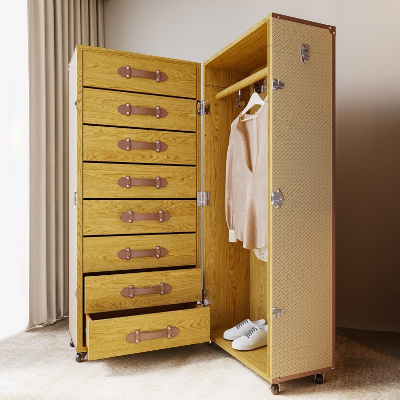 Beige woven leatherette trunk - Venezia - Kare Design