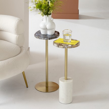 Table d'appoint Agate marbre blanc 25cm Kare Design
