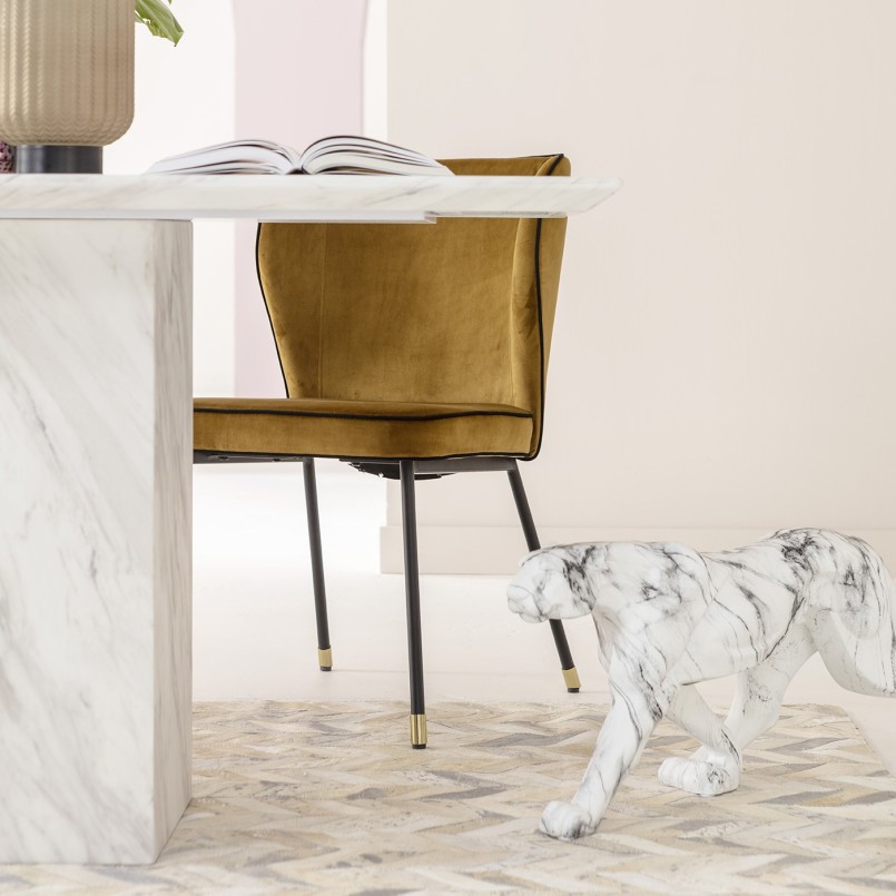 Yellow velvet retro chair - Irina - Kare Design